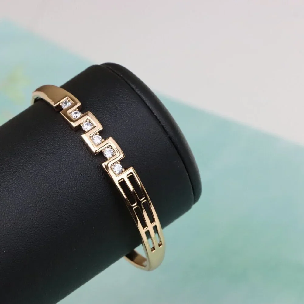 Rose Gold Geometric CZ Bangle Contemporary Style, XPBL0532